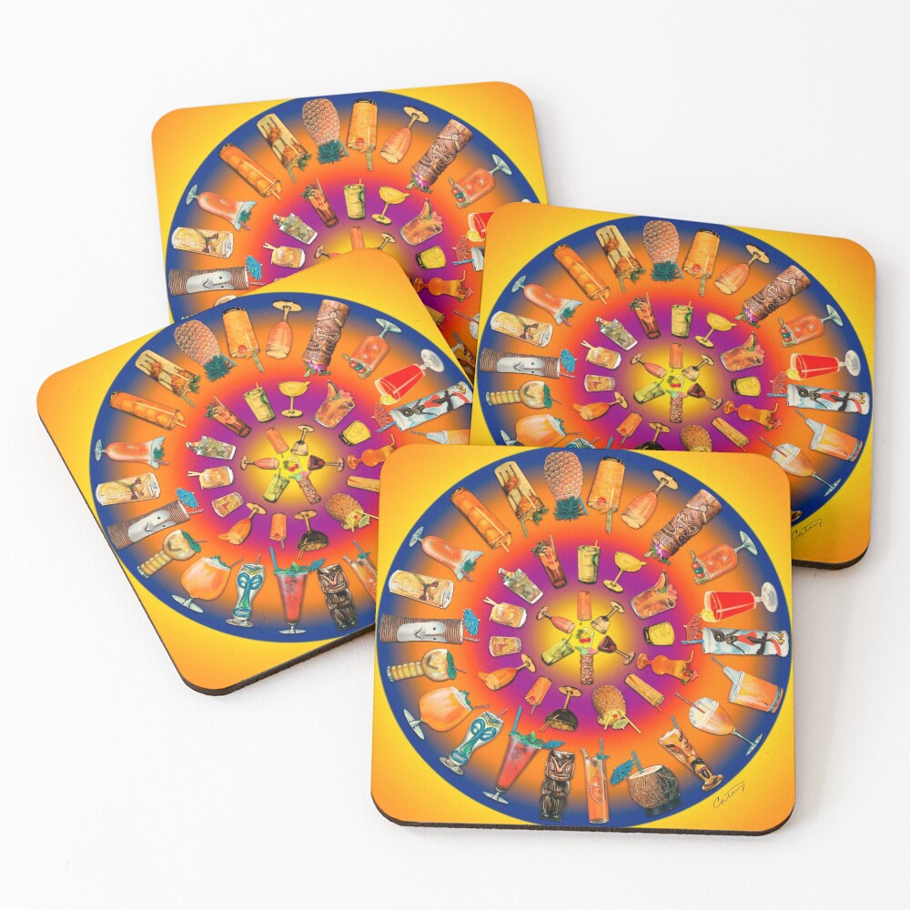 Fabulous Fiftees Coctail Mandala Coasters (Set of 4)