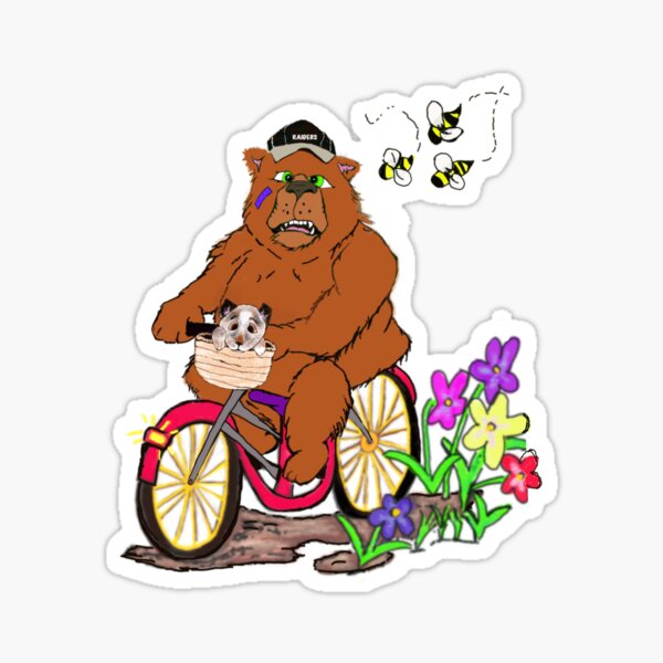 bear w/ baseball cap Sticker