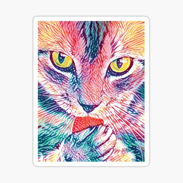 Colorful Cat Art Sticker