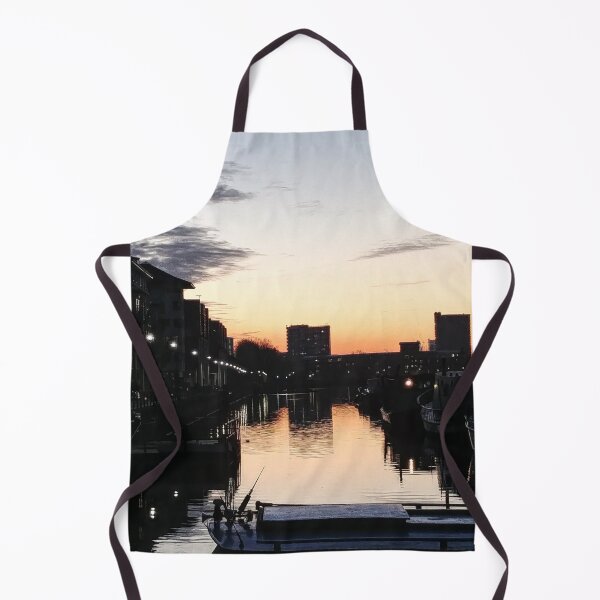 Item preview, surrey quays docks london boat view sunset boats winter cold yellow water reflection skyline city greenland dock designed and sold by am-mantilla2156.
