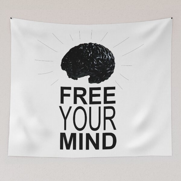 Item preview, Free Your Mind Brain Typography designed and sold by Tritonn204.