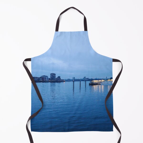 Item preview, view surrey quays docks london canary wharf river thames reflection urban towers financial blue dusk cloudy cold winter designed and sold by am-mantilla2156.