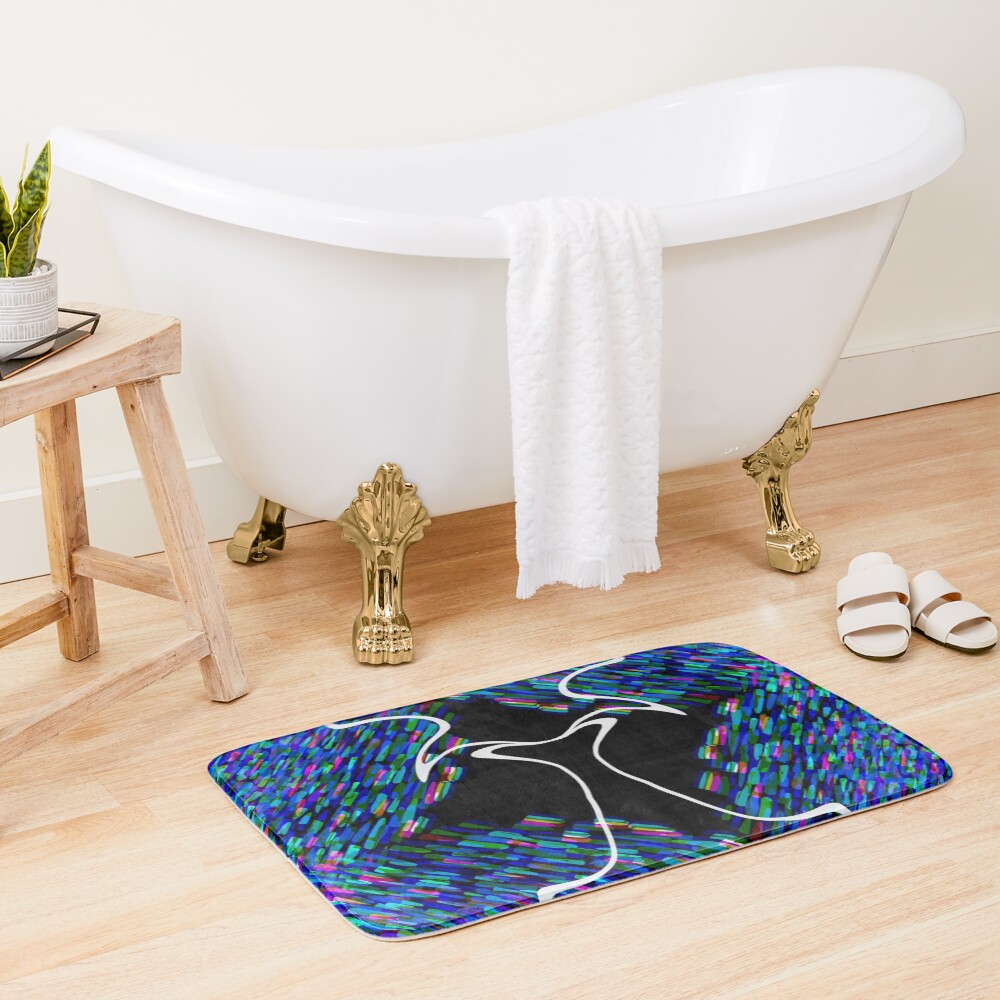 Psychedelic Glitch Abstract Bath Mat