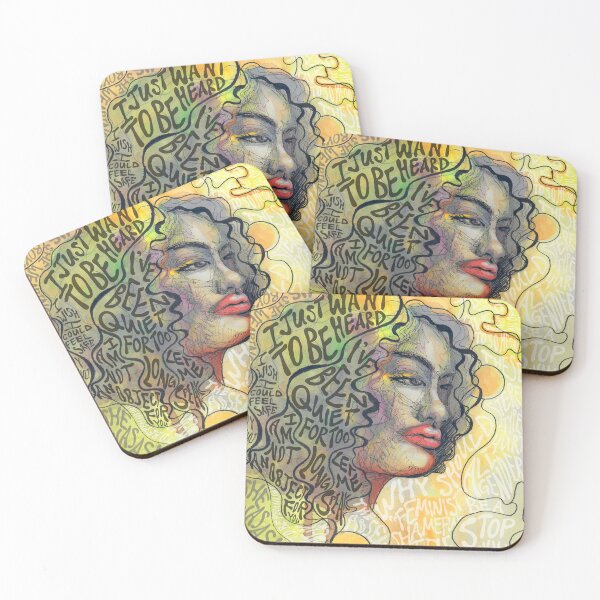 Item preview, yellow green abstract portraitm - female voices designed and sold by valeriedumdum.