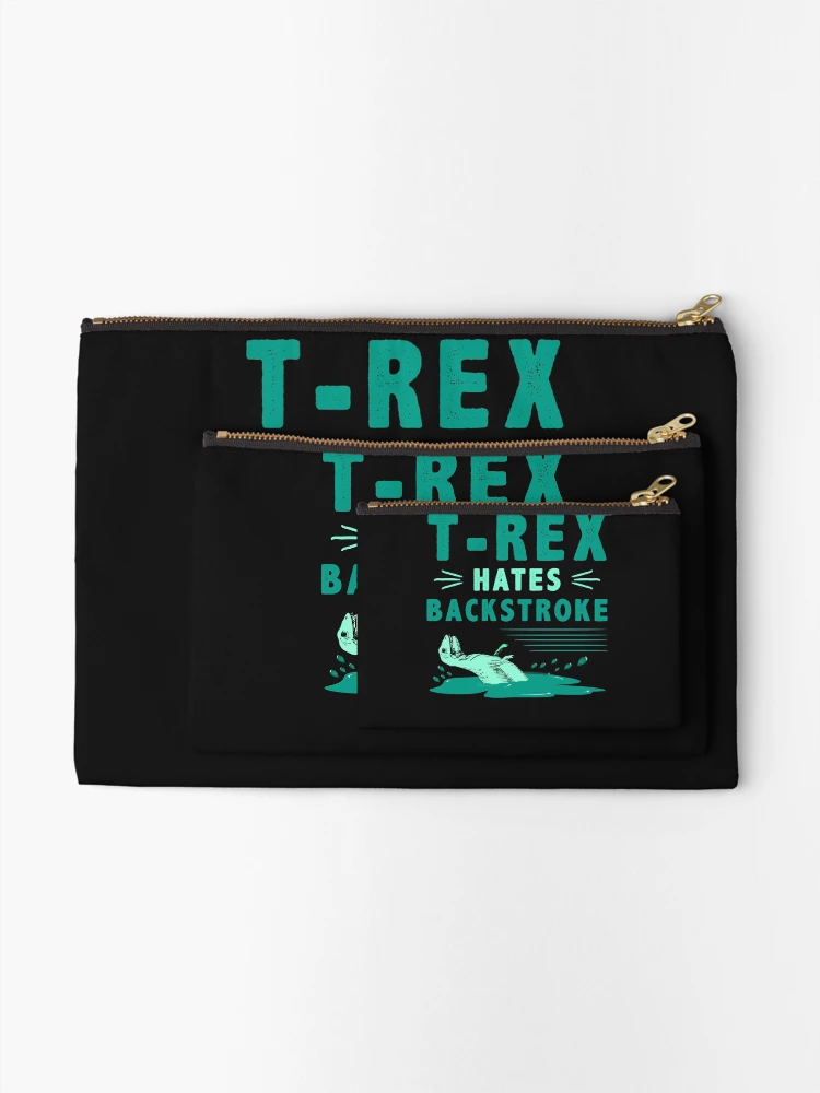 Thumbnail 2 of 4, Zipper Pouch, T-Rex Hates Backstroke designed and sold by SharpThreadZ.