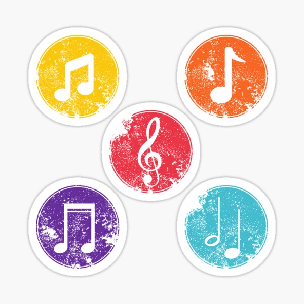 Artikel-Vorschau von Rock and Roll Vintage Verblasste Musiknote Sticker Pack, designt und verkauft von 12BarTees.