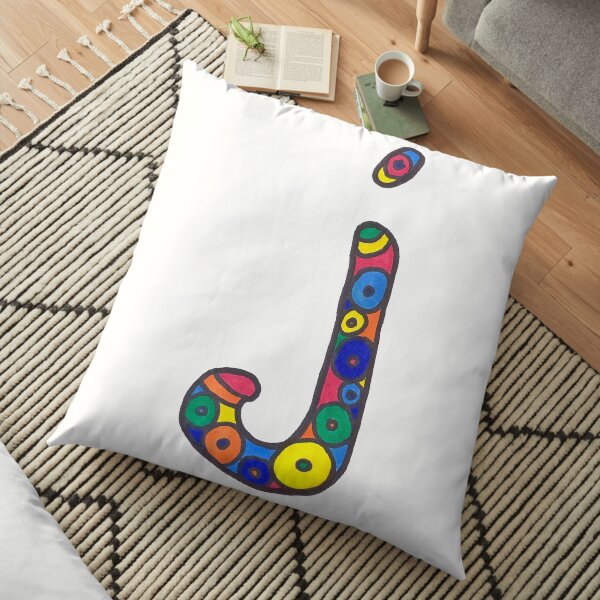letter j in colorful circles Floor Pillow