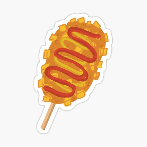 tokkebi gamja hotdog korean style drawing sticker with ketchup