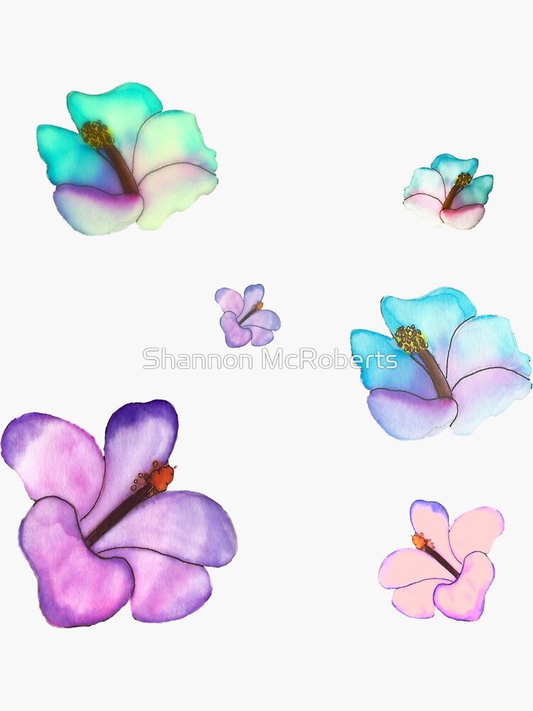 Water Color Hibiscus Sticker Sheet by shannonsuzanne