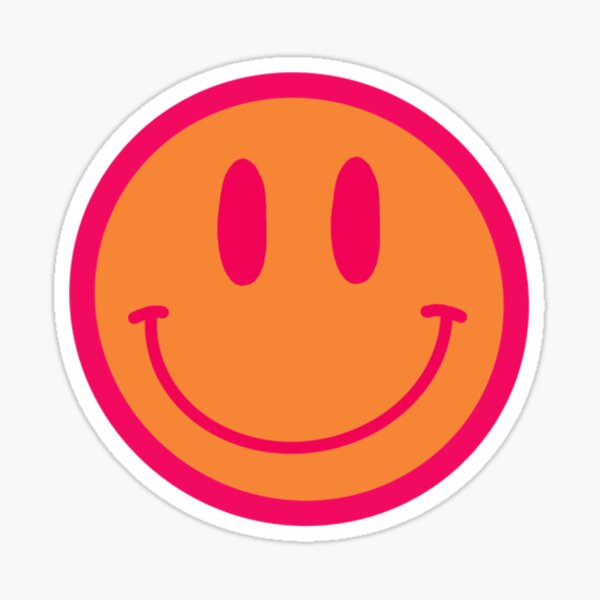 Pink and Orange Smiley Face Sticker