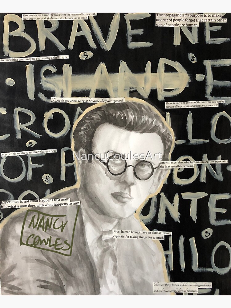 Thumbnail 3 of 3, Sticker, Aldous Huxley - Ink Painting designed and sold by NancyCowlesArt.