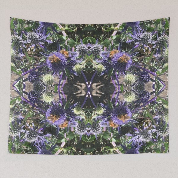 Item preview, Summertime Sea Holly Folly with Bees - Shades of Lilac and Green and Honey designed and sold by RoseAromas.