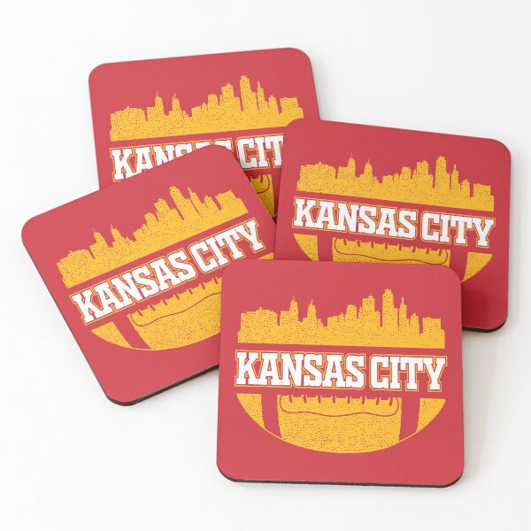 Retro Chiefs Football Fan Vintage Kansas City Skyline Coasters (Set of 4)