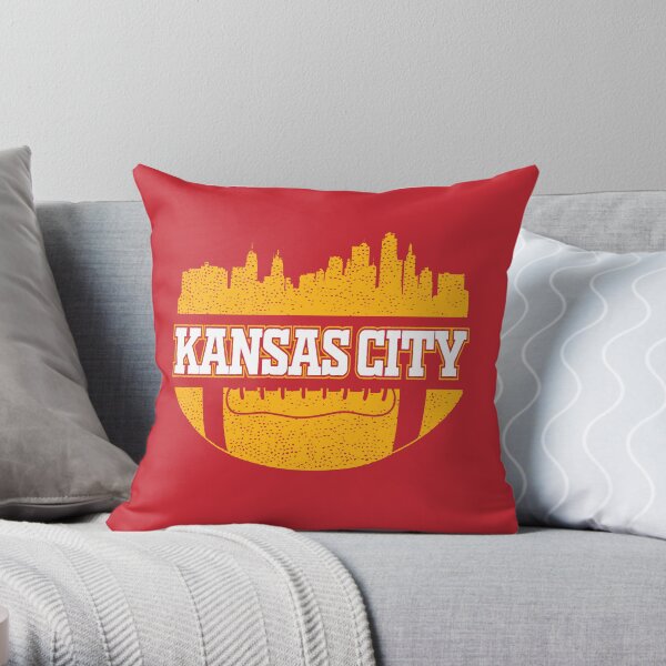 Retro Chiefs Football Fan Vintage Kansas City Skyline Throw Pillow