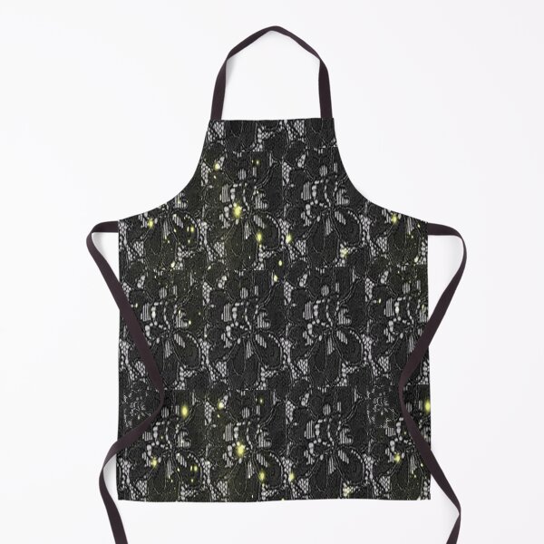 Item preview, Print of black Spanish lace with a white back ground and gold specs designed and sold by Vicky Rodden.