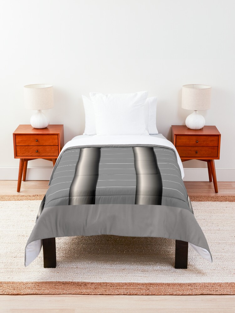 Alternate view of Dynamic Strength grey,black and white geometric design Comforter