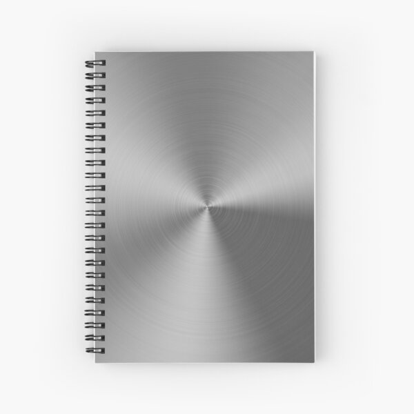 Brushed Metal Plate Silver Spiral Notebook