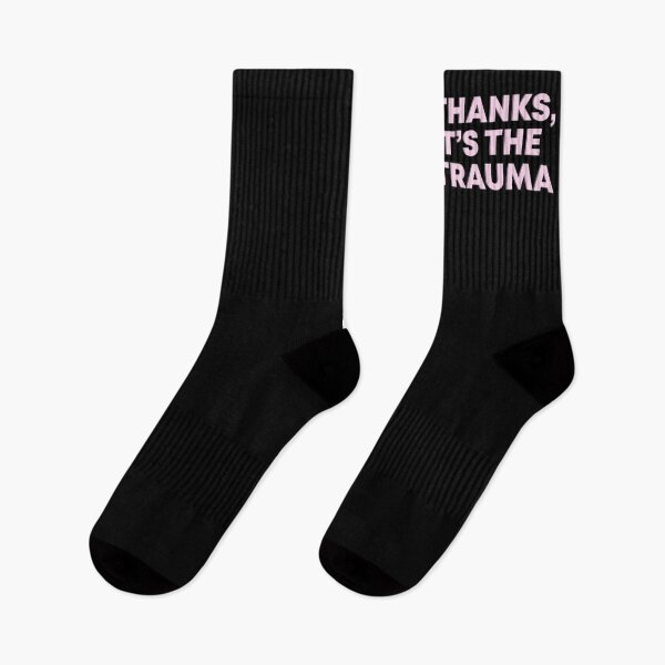 Item preview, “Thanks, It's The Trauma” Mental Health Pink Black Sarcastic Slogan designed and sold by JessicaAmber.