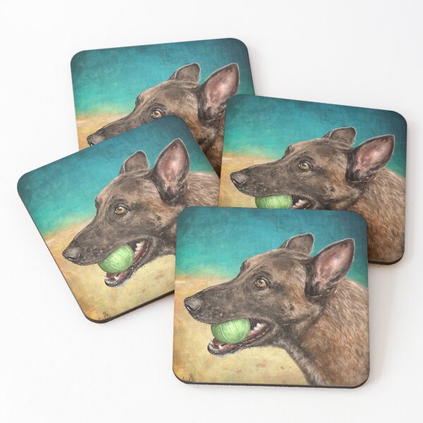 Item preview, Painting of a Brown Dog at the Beach with Tennis Ball in its Mouth designed and sold by ibadishi.
