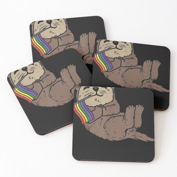 Item preview, LGBT Sea Otter Rainbow Flag Cute Gay Pride designed and sold by RachaelAndrew.