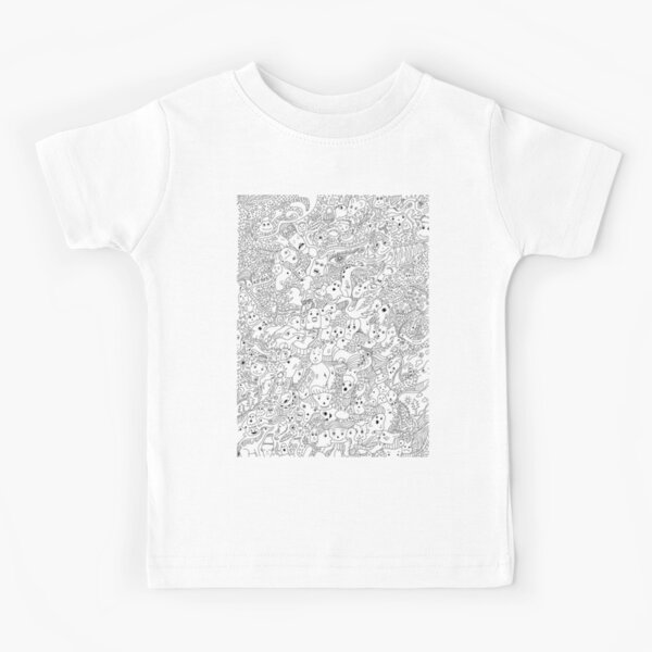 Kids Doodle Heart T-Shirt Girls Childrens Scribble Short Sleeve Novelty Tee Top