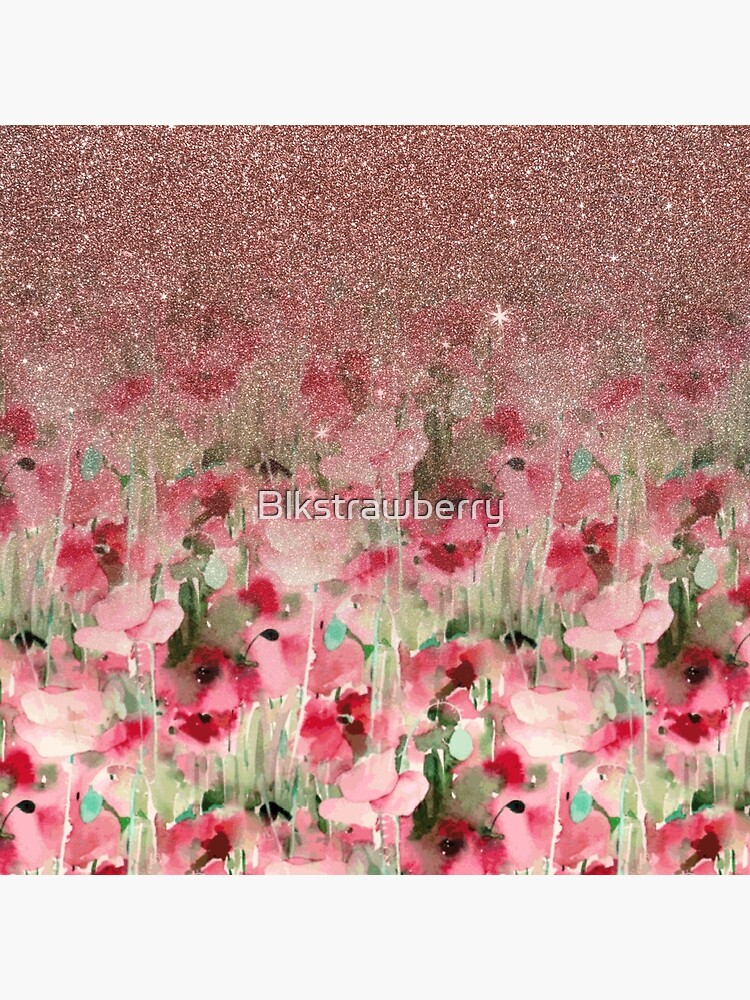 "Pretty Faux Rose Gold Glitter on Watercolor Floral" Poster for Sale by