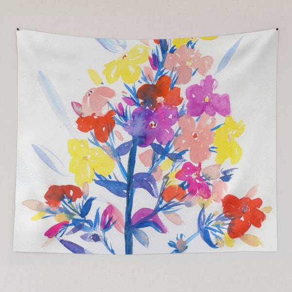 Item preview, watercolor flower in blue, yellow, pink N.o 4 designed and sold by kosarandrea.