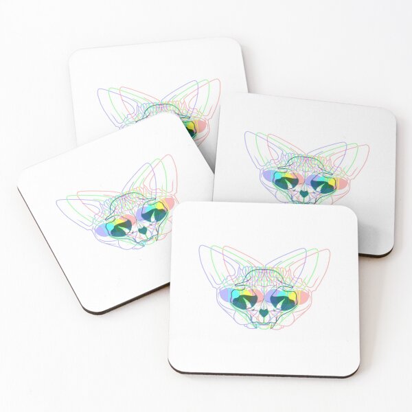Item preview, Trippy RGB Sphynx Cat Skull - Multiplying Cat Heads - Dizzy Line Art - Colorful designed and sold by AnanasArt.