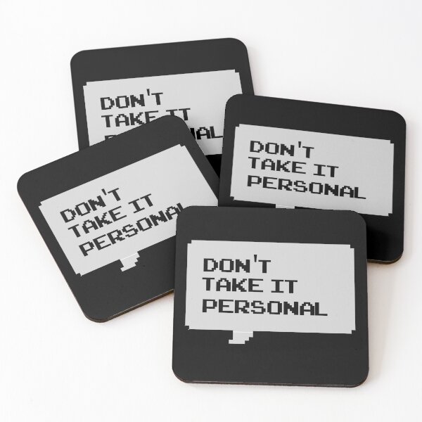 Item preview, Don't take it personal - Classic Black and White Retro speech bubble (dark mode) designed and sold by Deegital18.