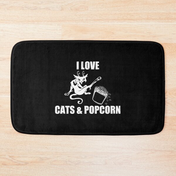 Aperçu de l'œuvre I Love Cats and Popcorn version blanche créée et vendue par kickwear-com.