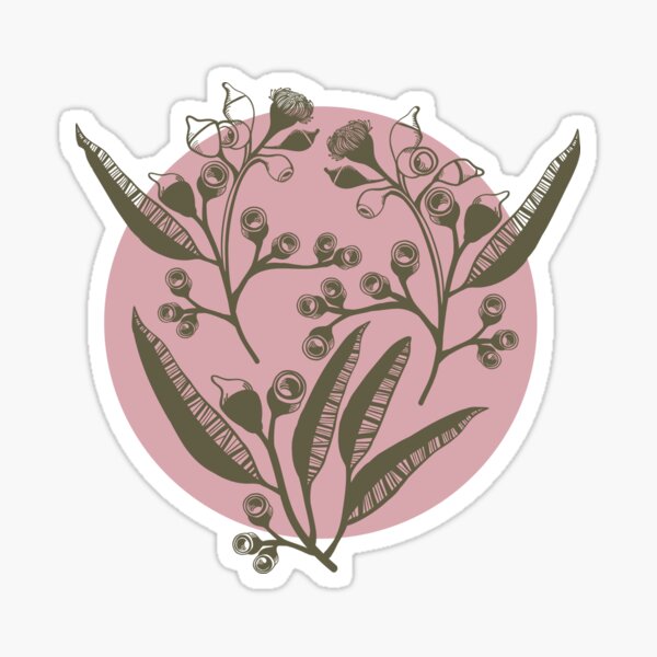 Australian Bush Leaves - Romantic Pink Sticker
