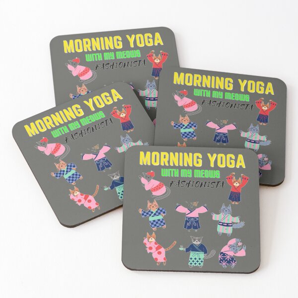 Item preview, Morning Yoga Asana Poses with my Meow Fashionista designed and sold by lotusbud.