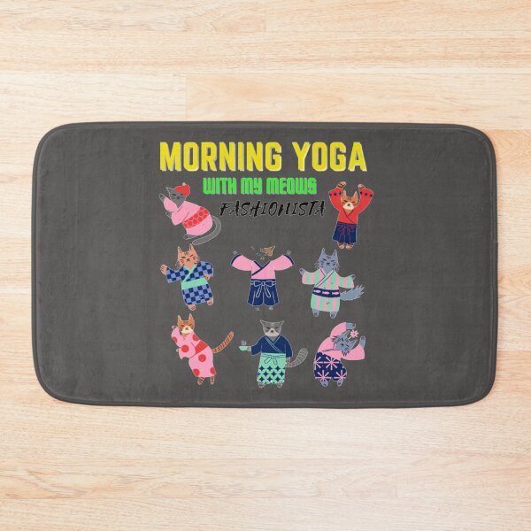 Item preview, Morning Yoga Asana Poses with my Meow Fashionista designed and sold by lotusbud.
