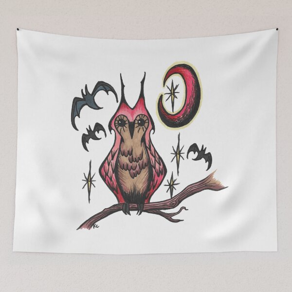Item preview, Halloween Retro Owl - Nighttime Starry Sky designed and sold by The White Bat.