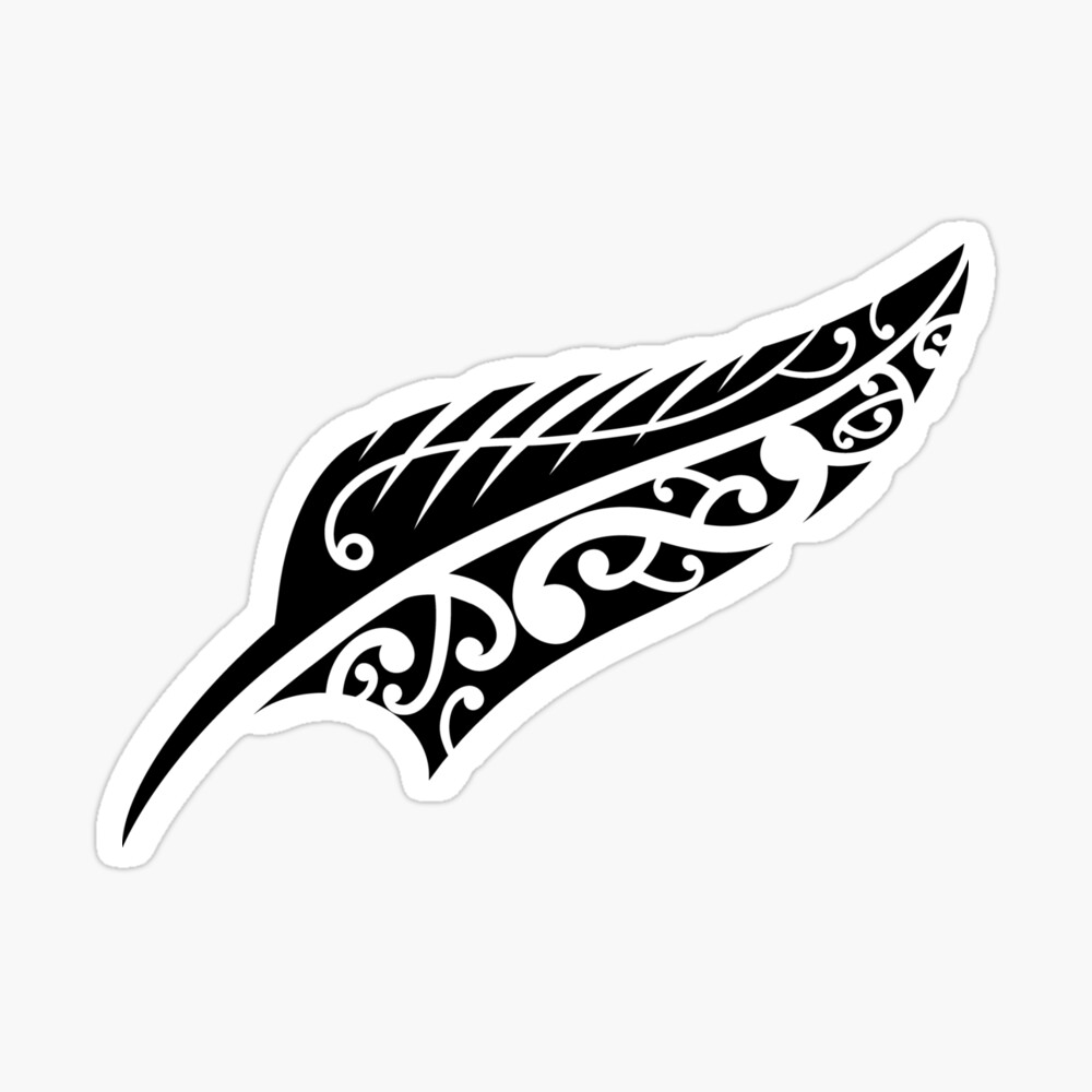 Traditonal Maori silverfern tattoo design with red elements