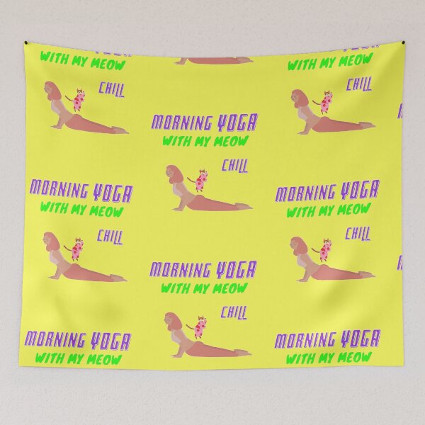 Item preview, Morning Yoga with my Meow Chill designed and sold by lotusbud.