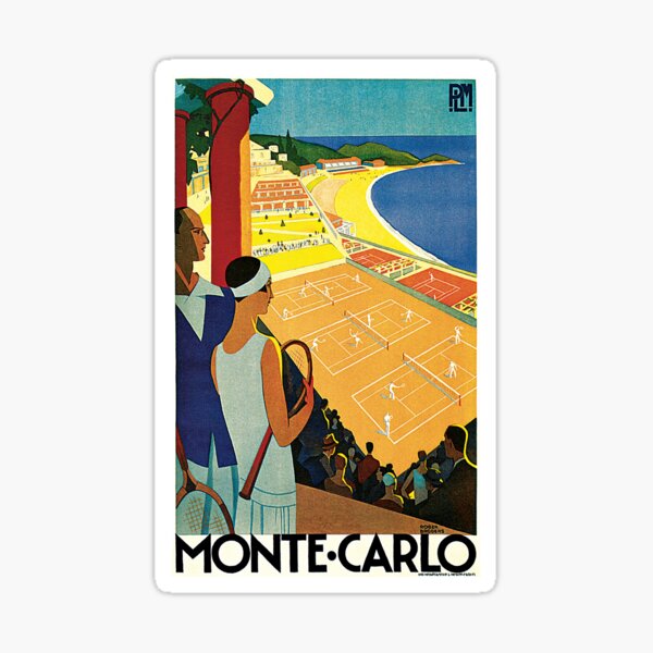 Item preview, 1920s Vintage Monte Carlo Tennis Travel Ad  designed and sold by aapshop.