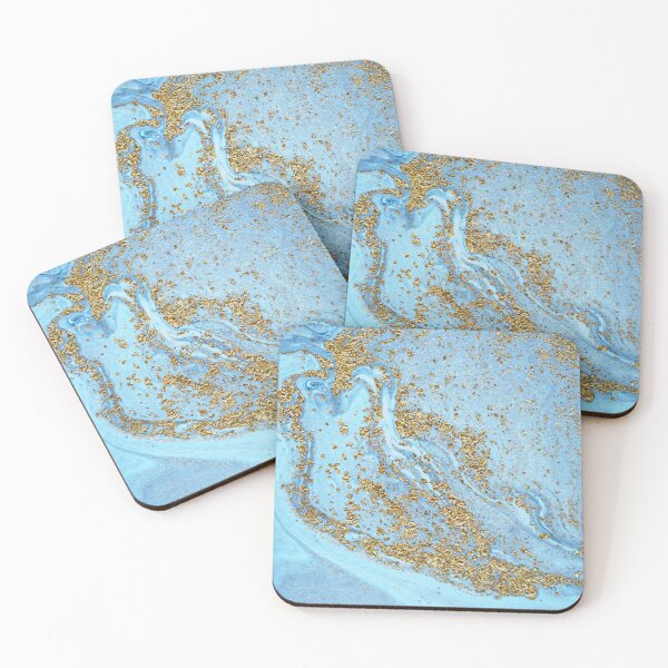Item preview, Blue Agate Marble With Faux Gold Glitter designed and sold by MysticMarble.