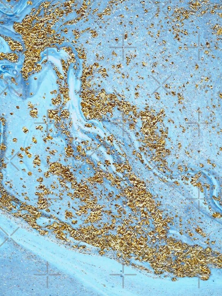 Blue Agate Marble With Gold Glitter by MysticMarble