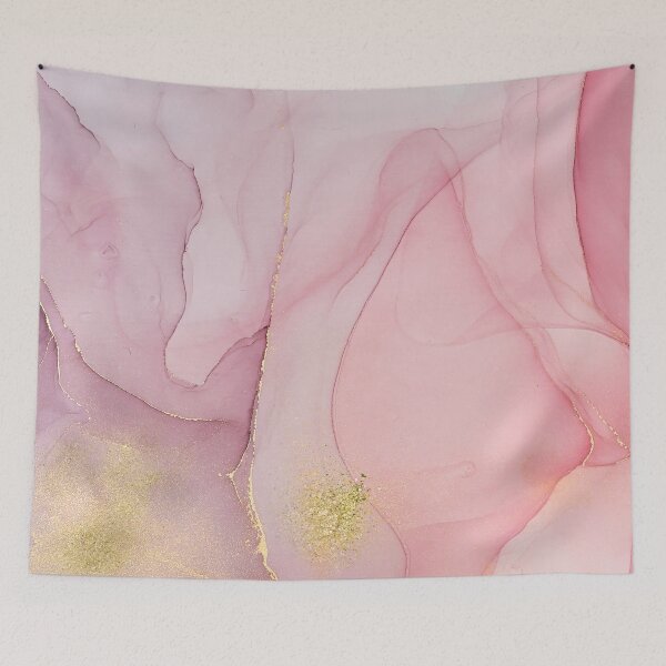 Item preview, Blush Pink Liquid Ink Texture With Gold Faux Glitter designed and sold by MysticMarble.