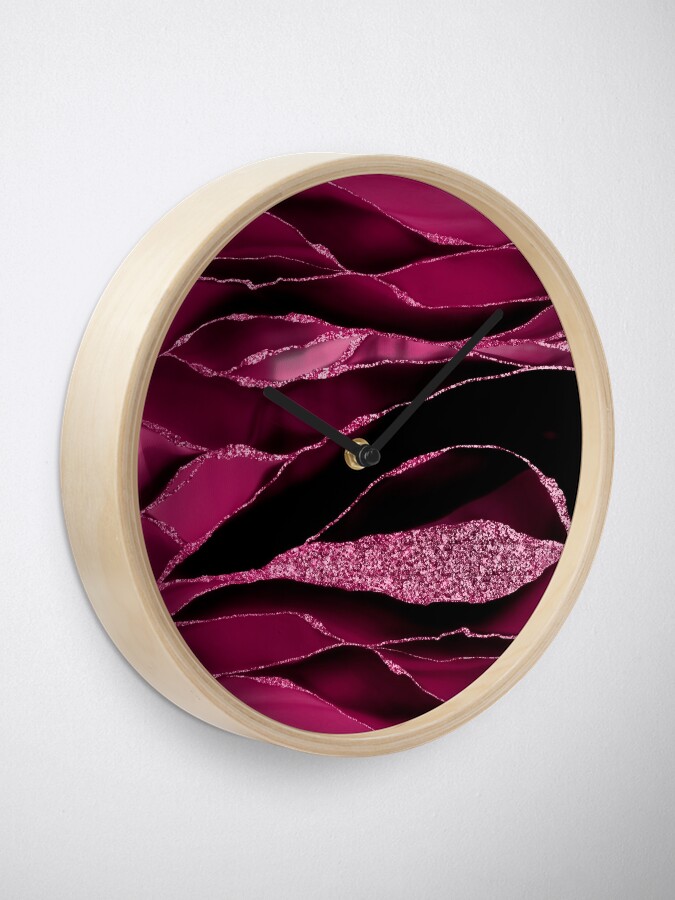 Alternate view of Purple And Deep Red Glamour Marble And Agate Landscapes Clock