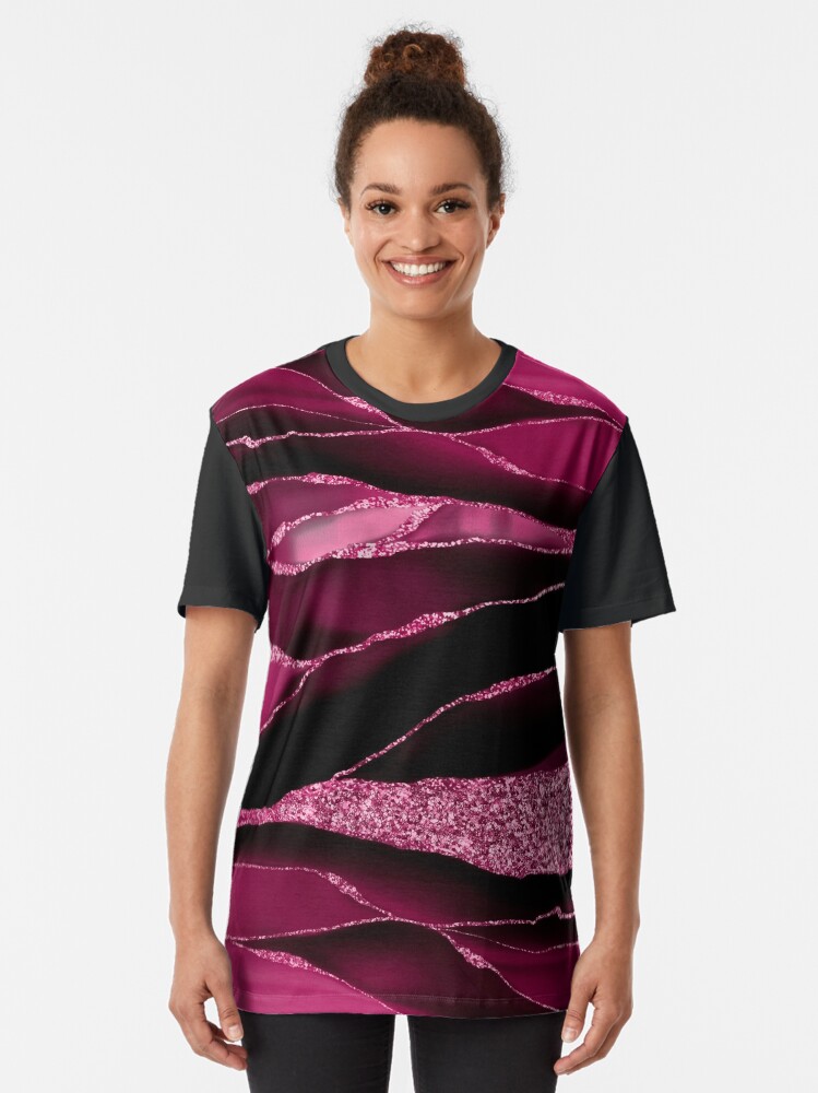 Alternate view of Purple And Deep Red Glamour Marble And Agate Landscapes Graphic T-Shirt