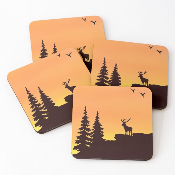 Item preview, Reindeer's silhouette with beautiful trees and sky,  designed and sold by Ani1111.