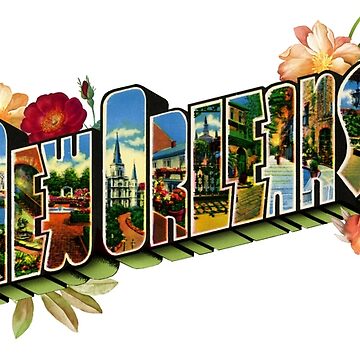 Artwork thumbnail, Old Fashioned Postcard Style "New Orleans" Logo by Midnight Boheme