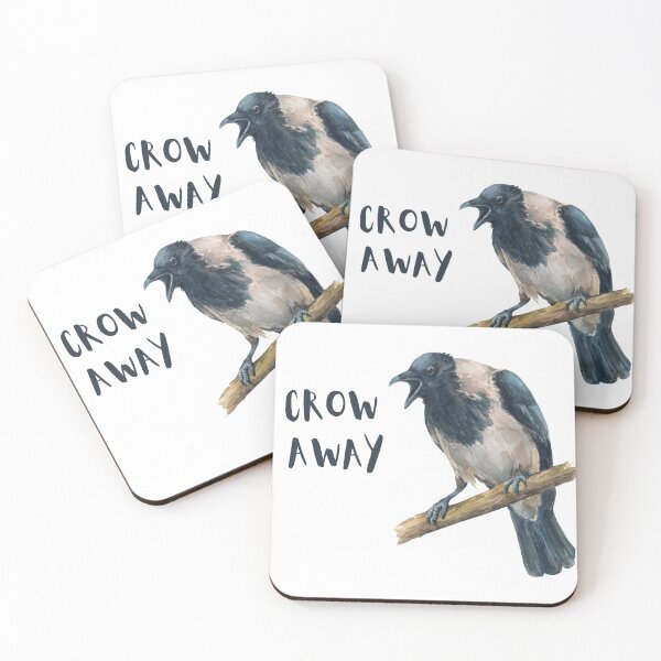 Item preview, Crow Away angry crow rude corvid bird designed and sold by TheWaterBirds.