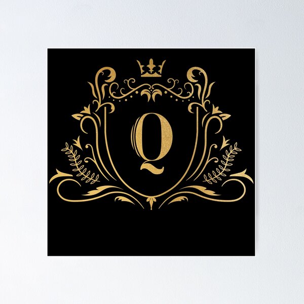 Item preview, Q monogram, letter Q, initial, emblem | gold designed and sold by rattob.