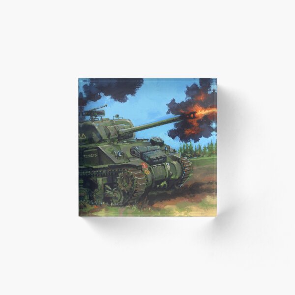 WW2 British Army Sherman Firefly Tank Acrylic Block