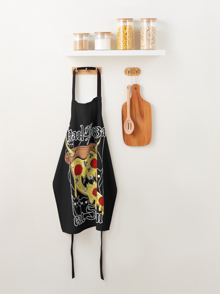 Alternate view of Hail Pizza! Eat Satan! Apron