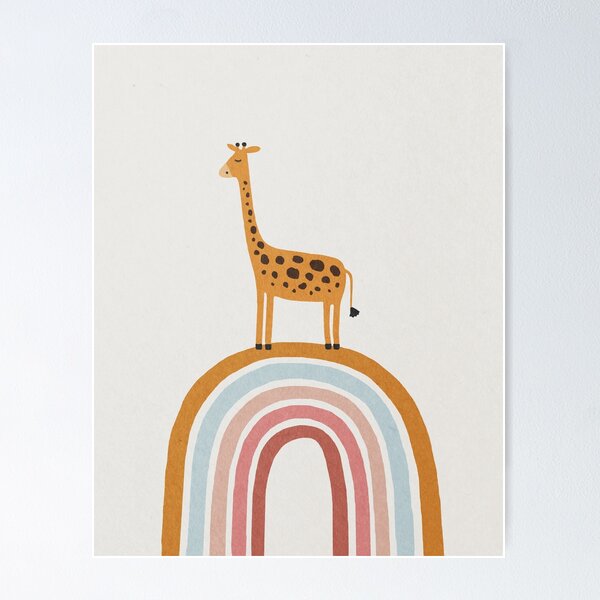 Item preview, Giraffe on Rainbow, Abstract, Mid century modern kids wall art, Nursery room designed and sold by juliaemelian.