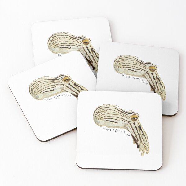 Item preview, Striped Pyjama Squid Watercolor Painting designed and sold by Zab Butler Design.